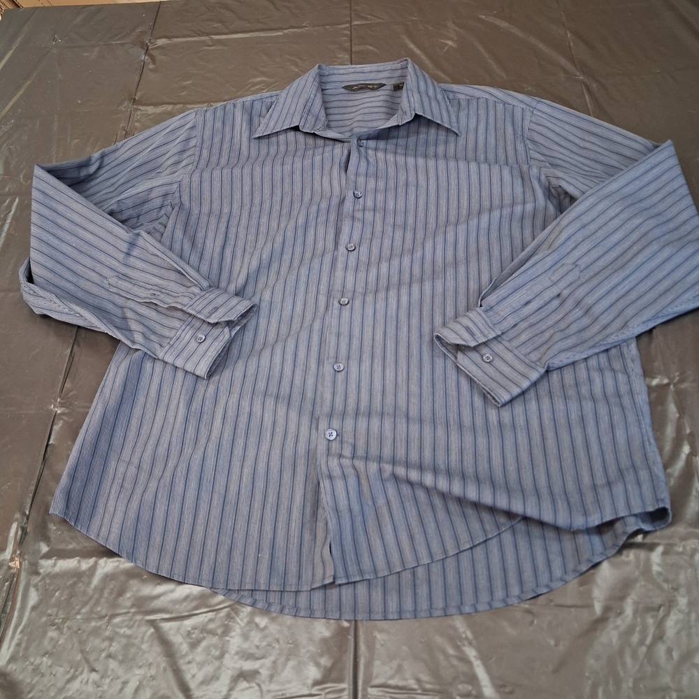 Axist Button-Down Shirt Mens XL Blue Pinstripe Long Sleeve EUC